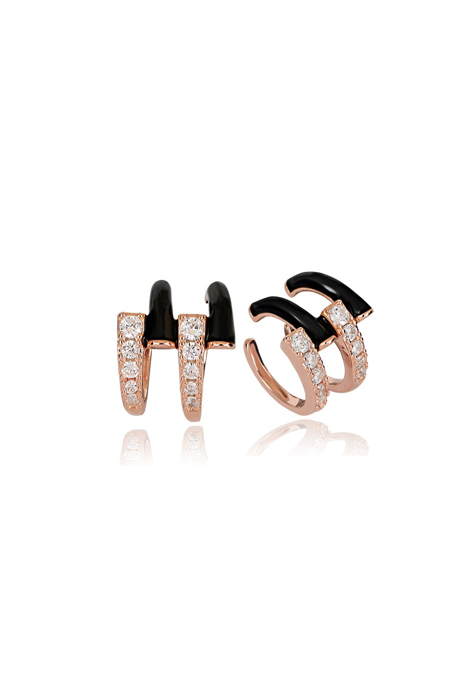 ÖZEL TASARIM İTALYAN SARI MİNELİ TAŞLI EARCUFF KÜPE