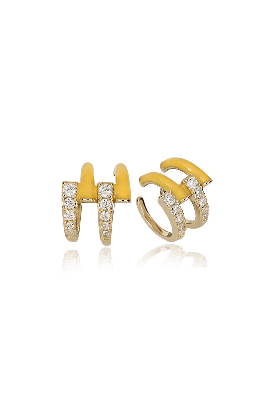 ÖZEL TASARIM İTALYAN SARI MİNELİ TAŞLI EARCUFF KÜPE