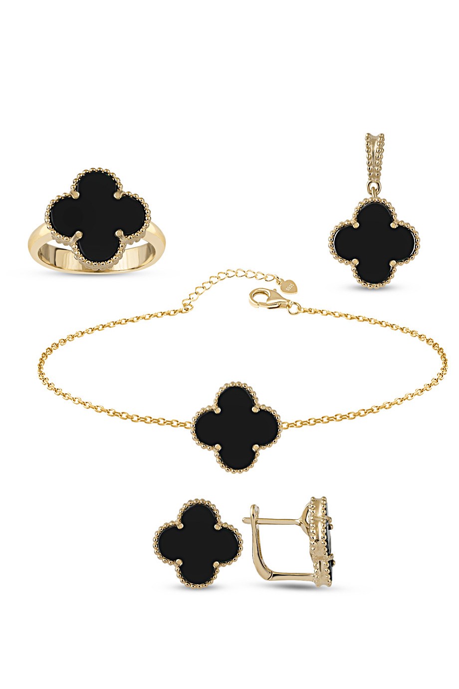 ÖZEL TASARIM İTALYAN SİYAH TAŞLI YONCA SET