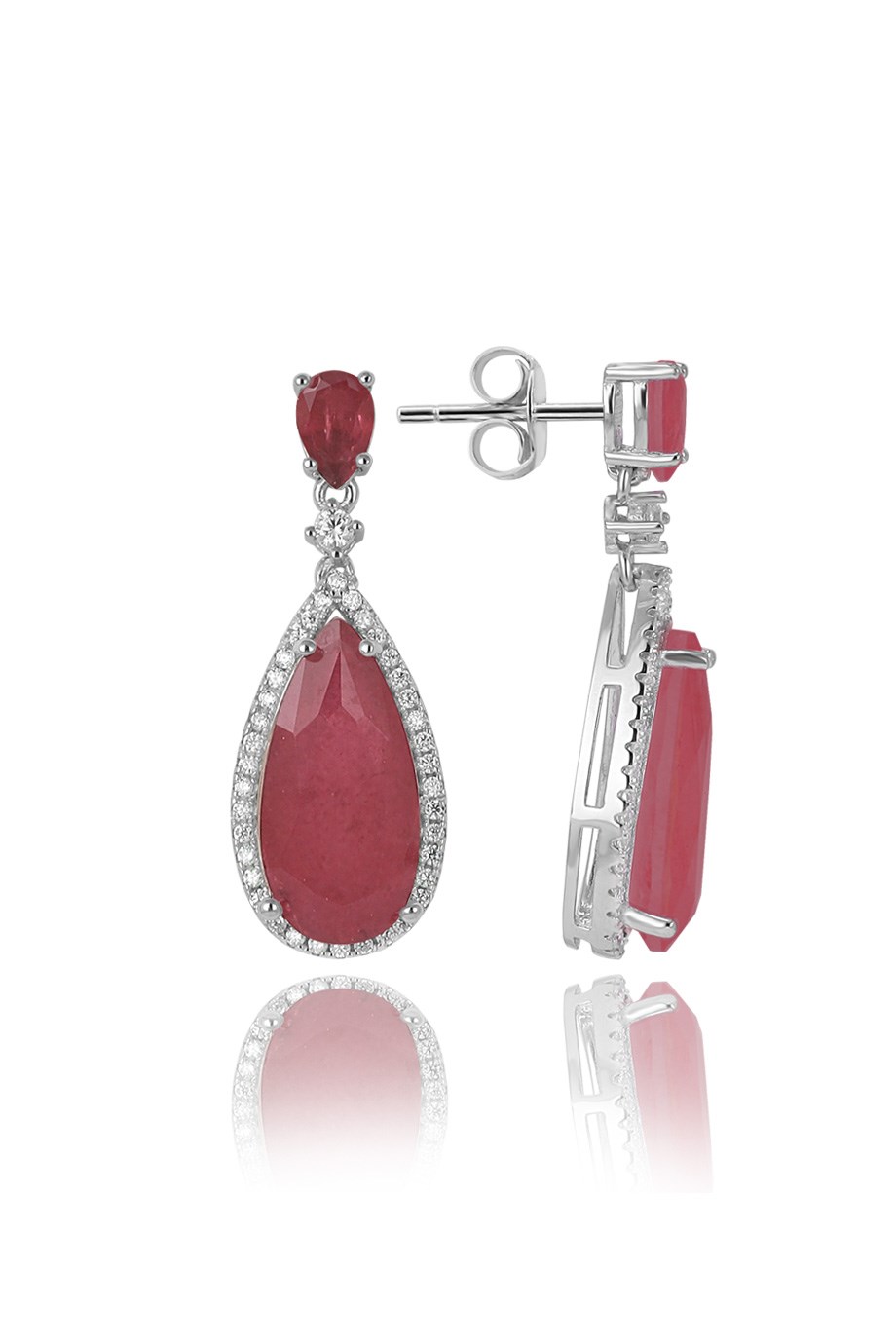 PARAIBA TOURMALİN KIRMIZI TAŞLI KÜPE