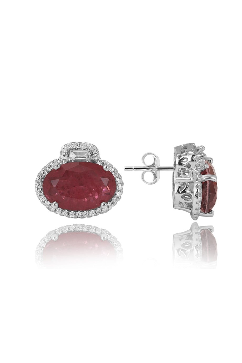 PARAIBA TOURMALİN KIRMIZI TAŞLI KÜPE