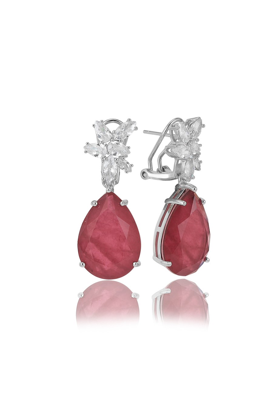 PARAIBA TOURMALİN KIRMIZI TAŞLI KÜPE