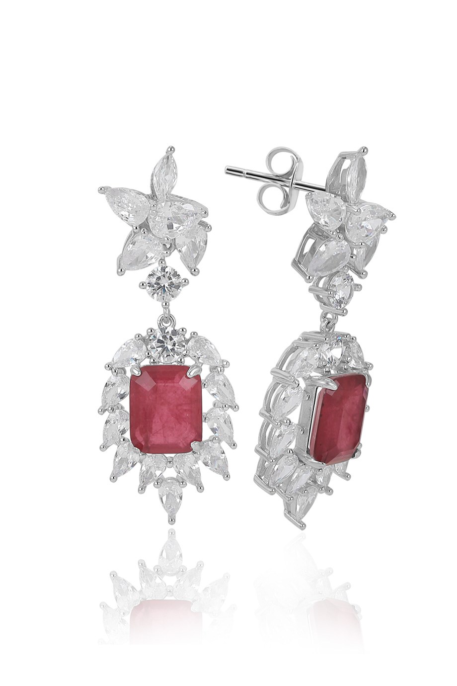 PARAIBA TOURMALİN KIRMIZI TAŞLI KÜPE