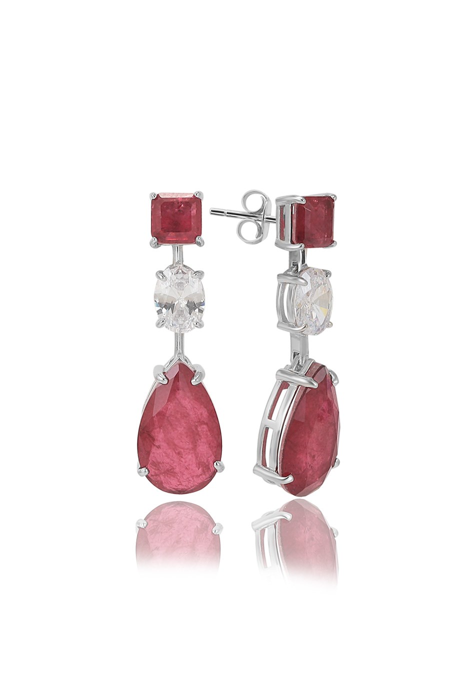 PARAIBA TOURMALİN KIRMIZI TAŞLI KÜPE