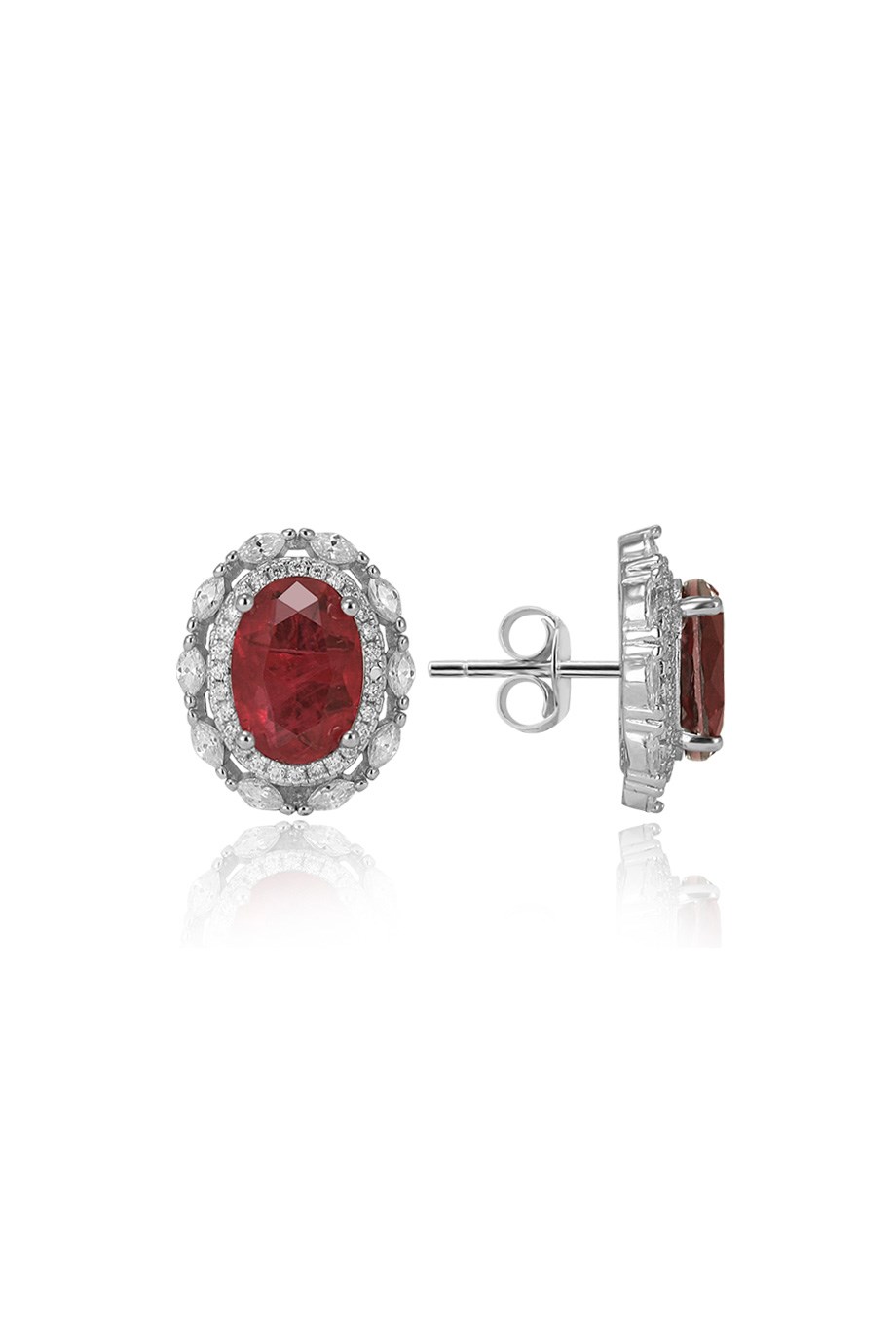 PARAIBA TOURMALİN KIRMIZI TAŞLI KÜPE