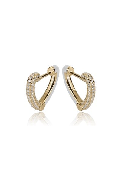 ÖZEL TASARIM İTALYAN BEYAZ MİNELİ TAŞLI KÜPE