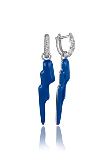 ÖZEL TASARIM İTALYAN MAVİ MİNELİ TAŞLI KÜPE