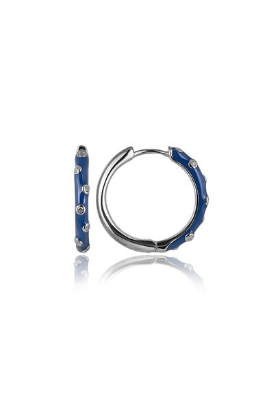 ÖZEL TASARIM İTALYAN MAVİ MİNELİ TAŞLI KÜPE