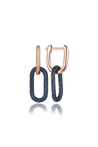 ÖZEL TASARIM İTALYAN MAVİ TAŞLI KÜPE