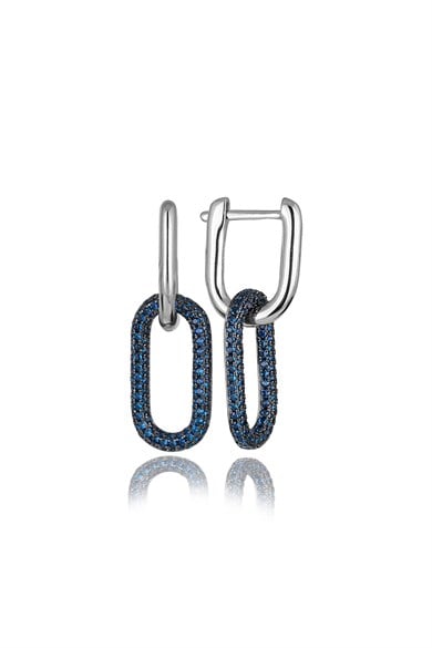 ÖZEL TASARIM İTALYAN MAVİ TAŞLI KÜPE