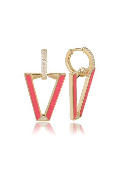 ÖZEL TASARIM İTALYAN PEMBE MİNELİ KÜPE