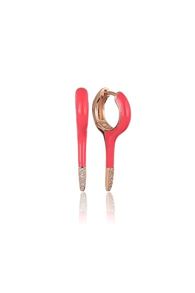 ÖZEL TASARIM İTALYAN PEMBE MİNELİ TAŞLI KÜPE