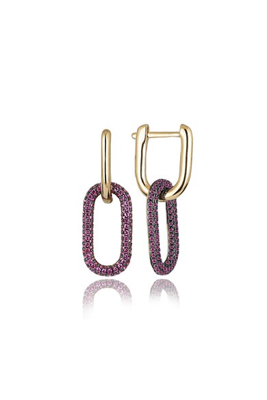 ÖZEL TASARIM MOR TAŞLI İTALYAN KÜPE