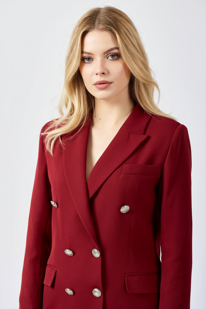 Bordo Kruvaze Blazer
