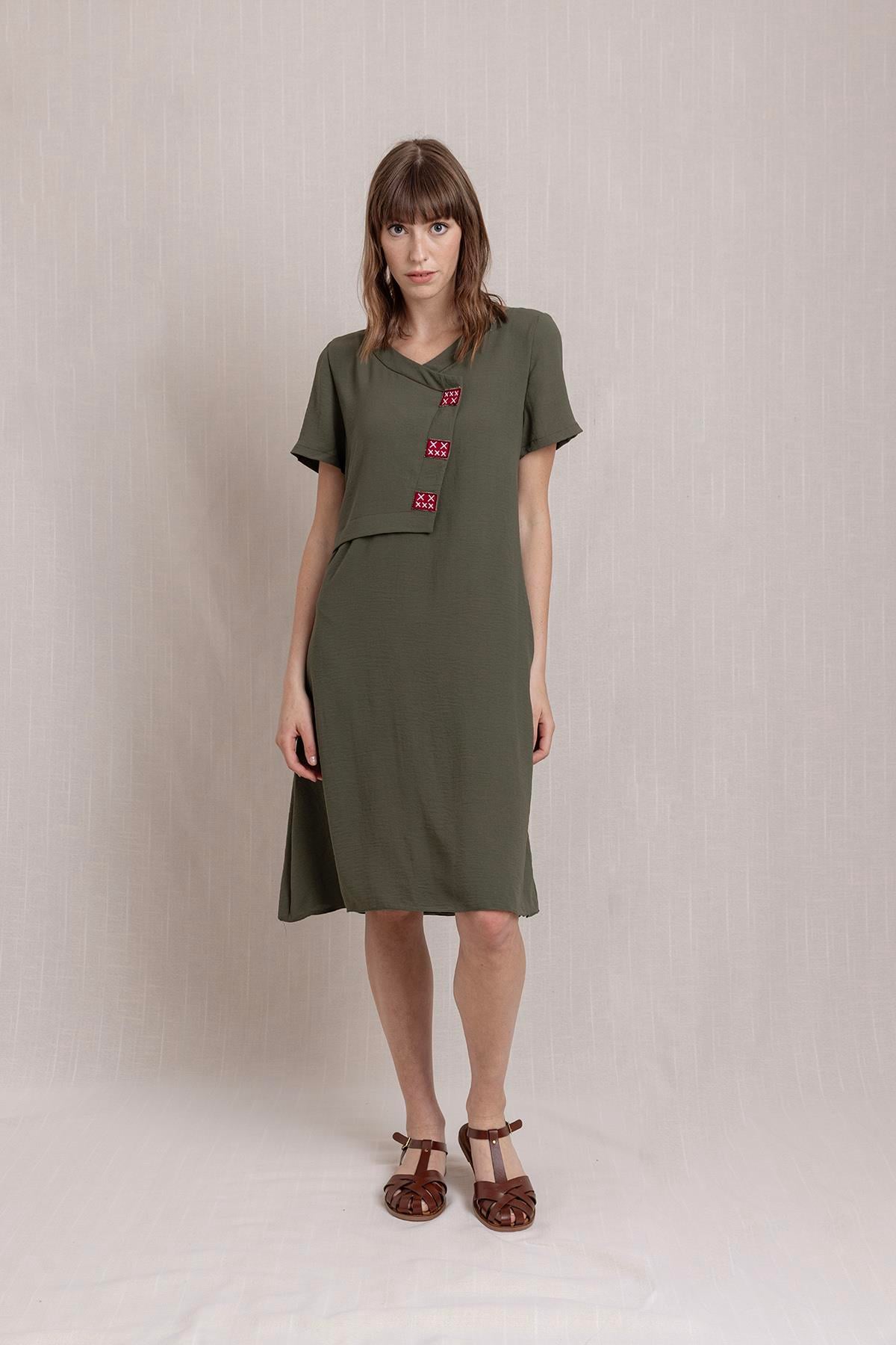 Nakışlı Keten elbise