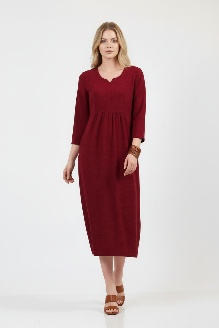 BORDO YAZLIK ELBİSE
