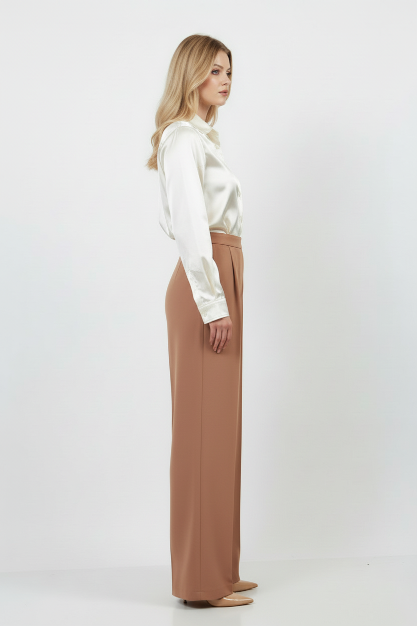 Camel Wide Leg Pantolon