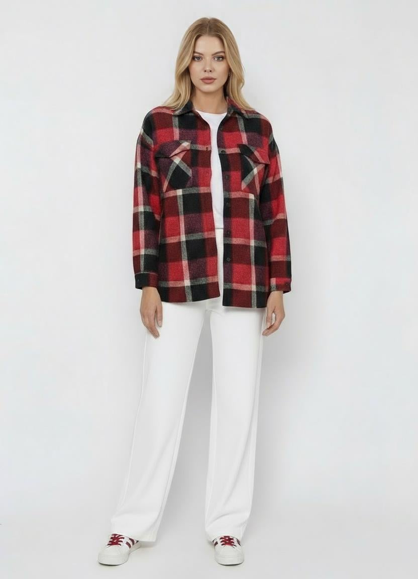 Kırmızı Siyah Ekose Oversize Oduncu Gömlek