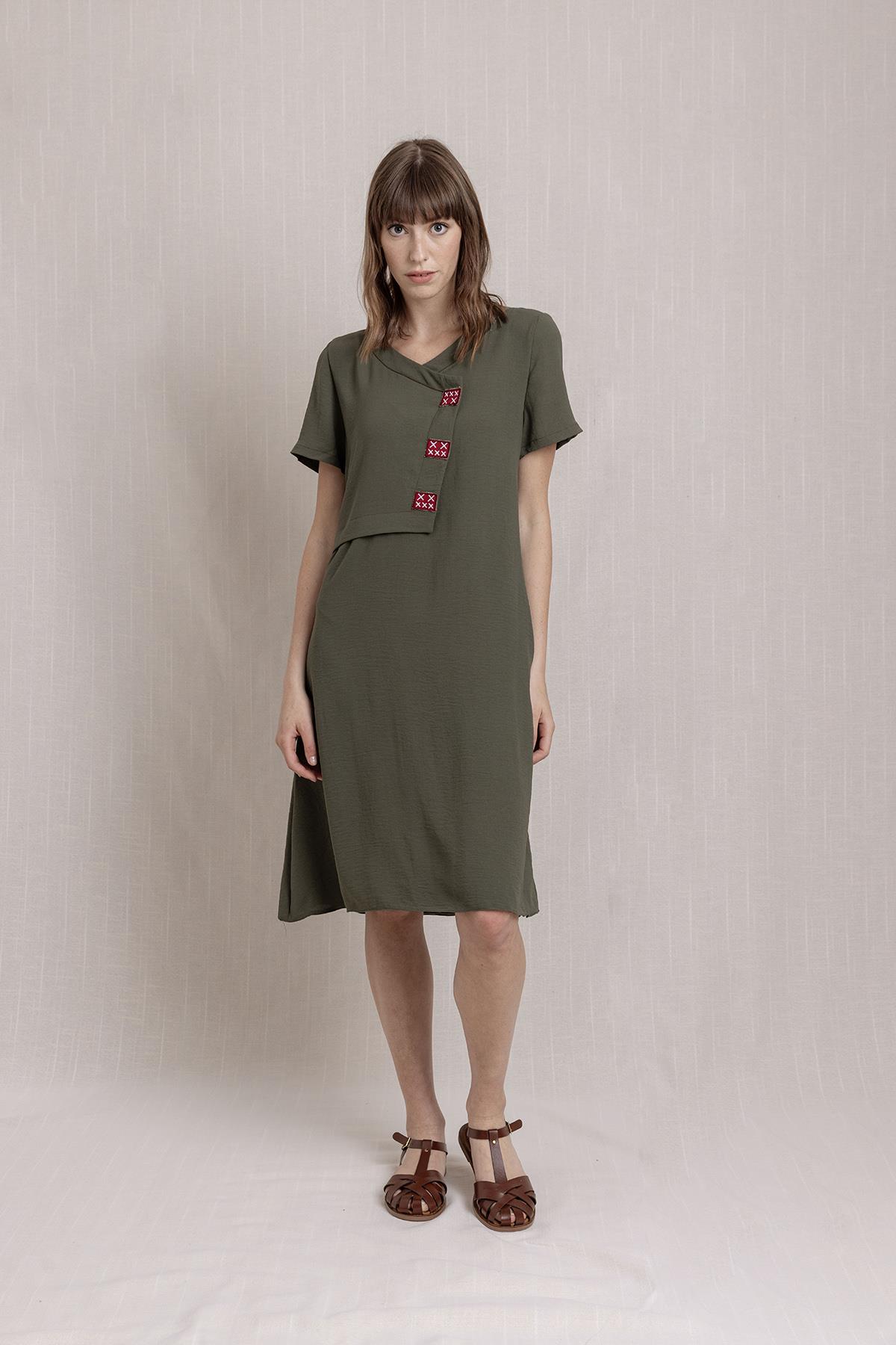 Nakışlı Keten elbise