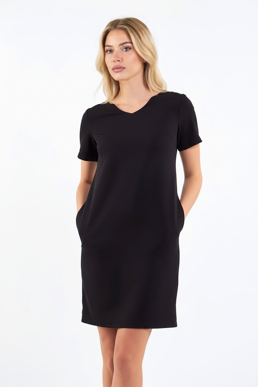 SİYAH KISA KOLLU ELBİSE