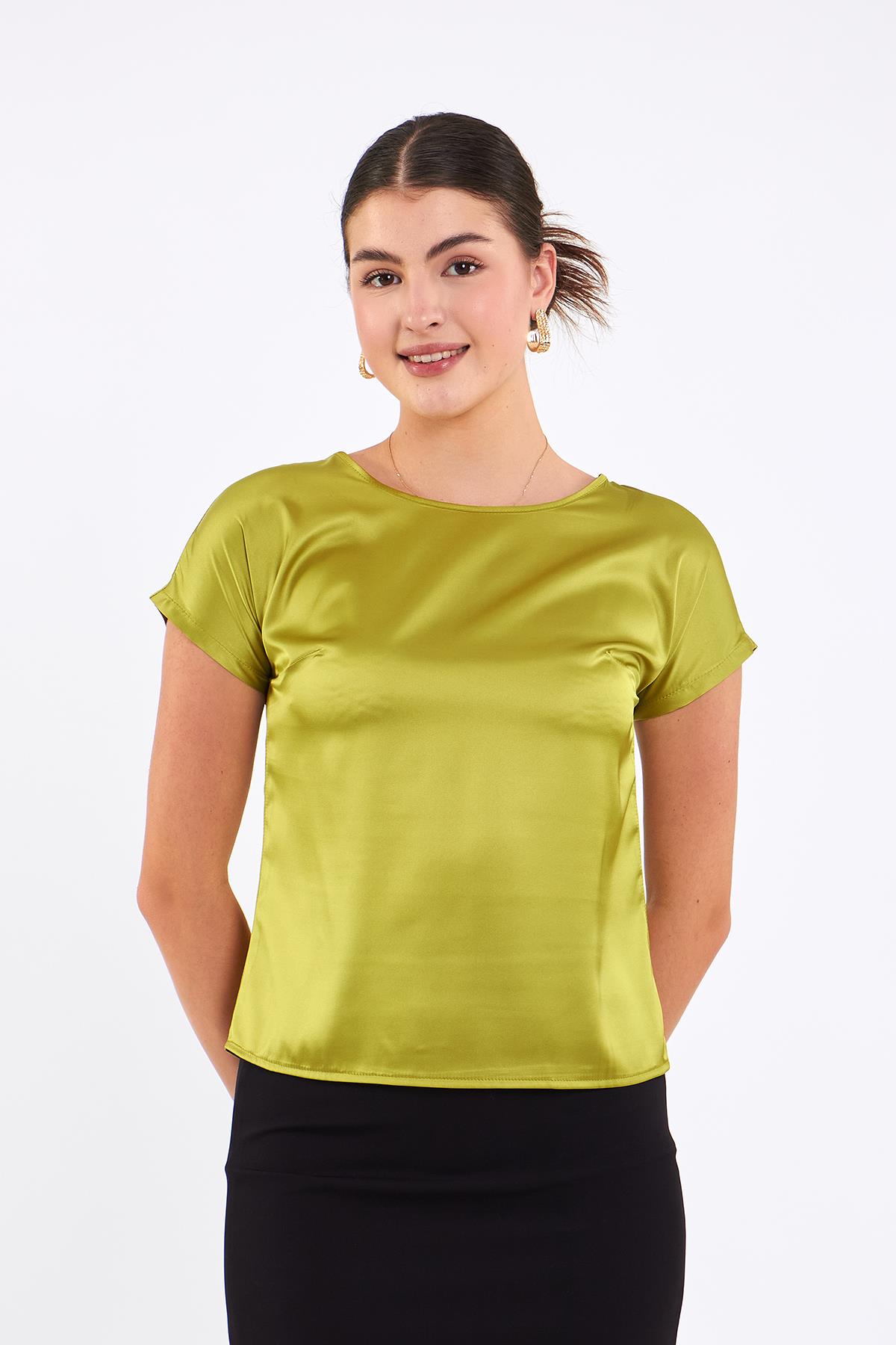 YARIM KOL SATEN BLUZ