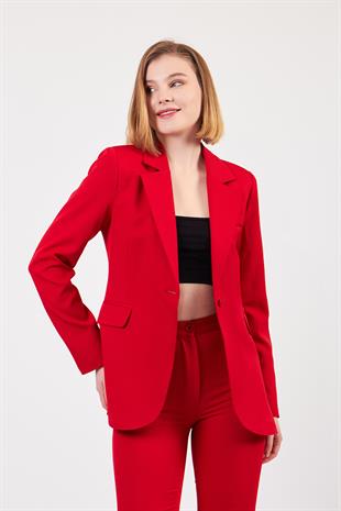 Kırmızı Ceket Pantolon Takım
