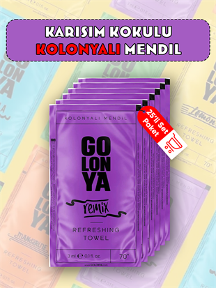 Remix, Karışım Kokulu Kolonyalı Islak Mendil 25'li Set, Ferah ve Aromatik Koku Seçeneği