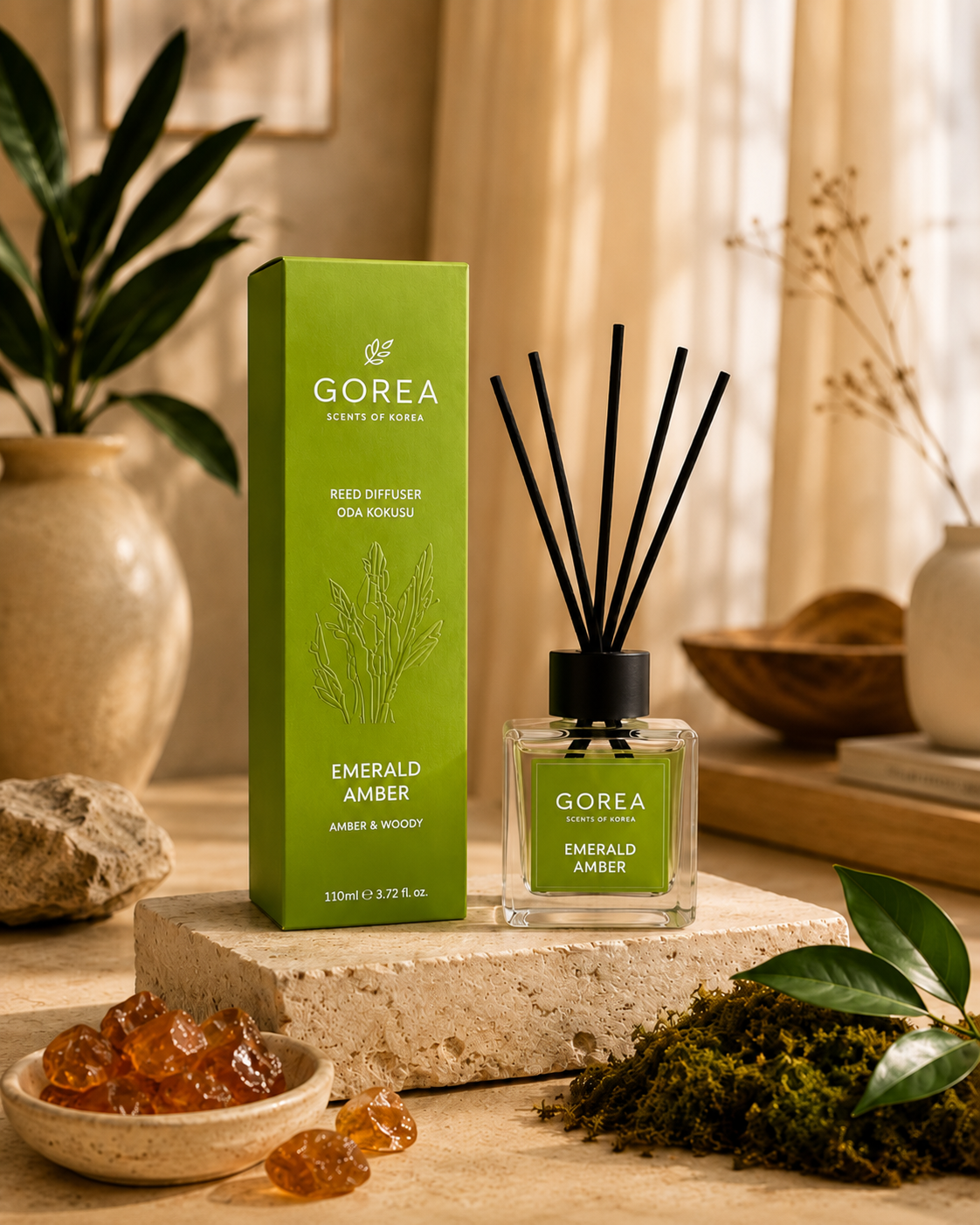 GOREA Çubuklu Oda Kokusu Emerald Amber 110 ml