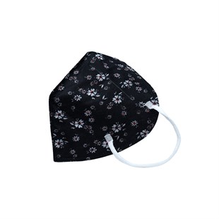 N95 / FFP2 Siyah Çiçek Desenli Full Ultrasonic Maske