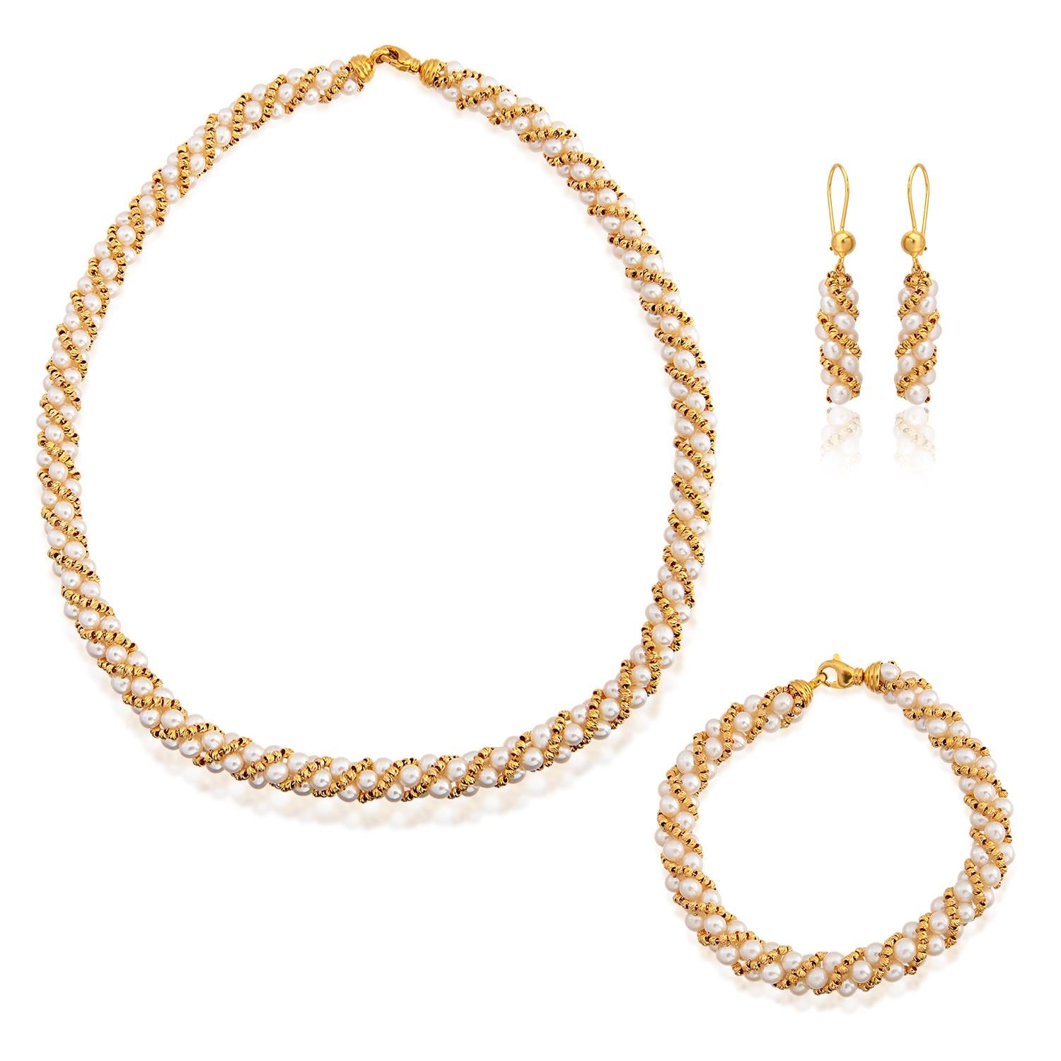 Altın ve İncili Örme Set