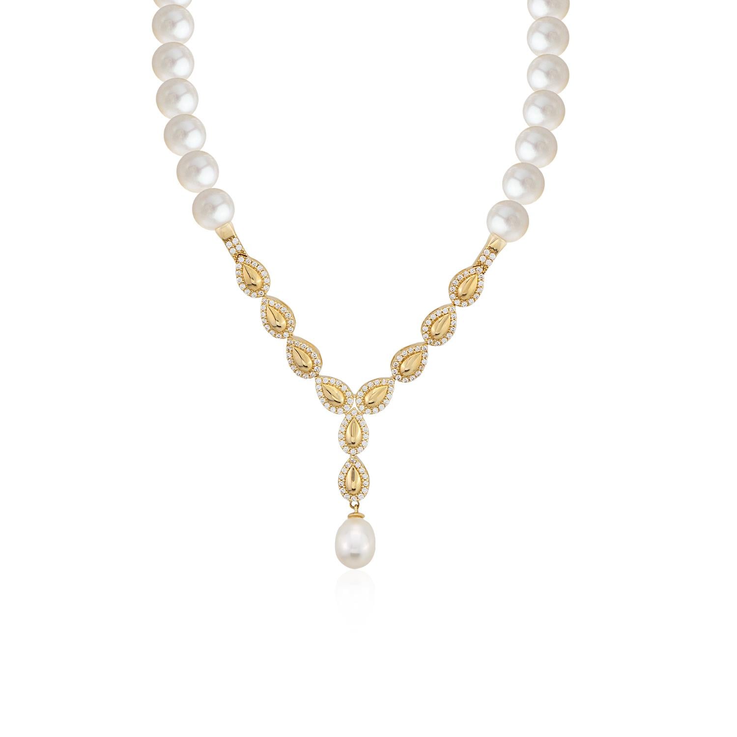 Altın ve İncili Drop Gerdanlık