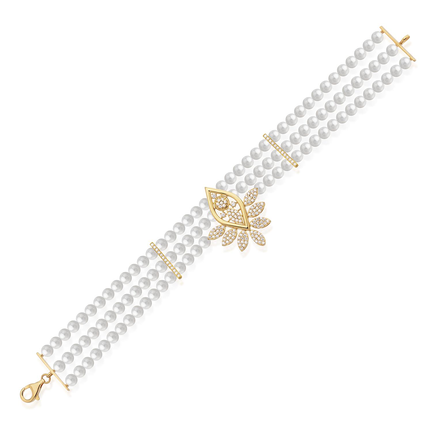 Altın ve İncili Elystra Bileklik