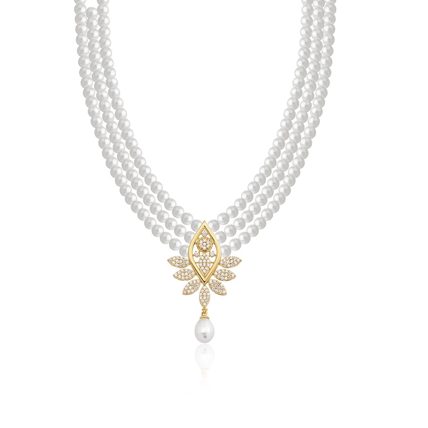 Altın ve İncili Elystra Gerdanlık