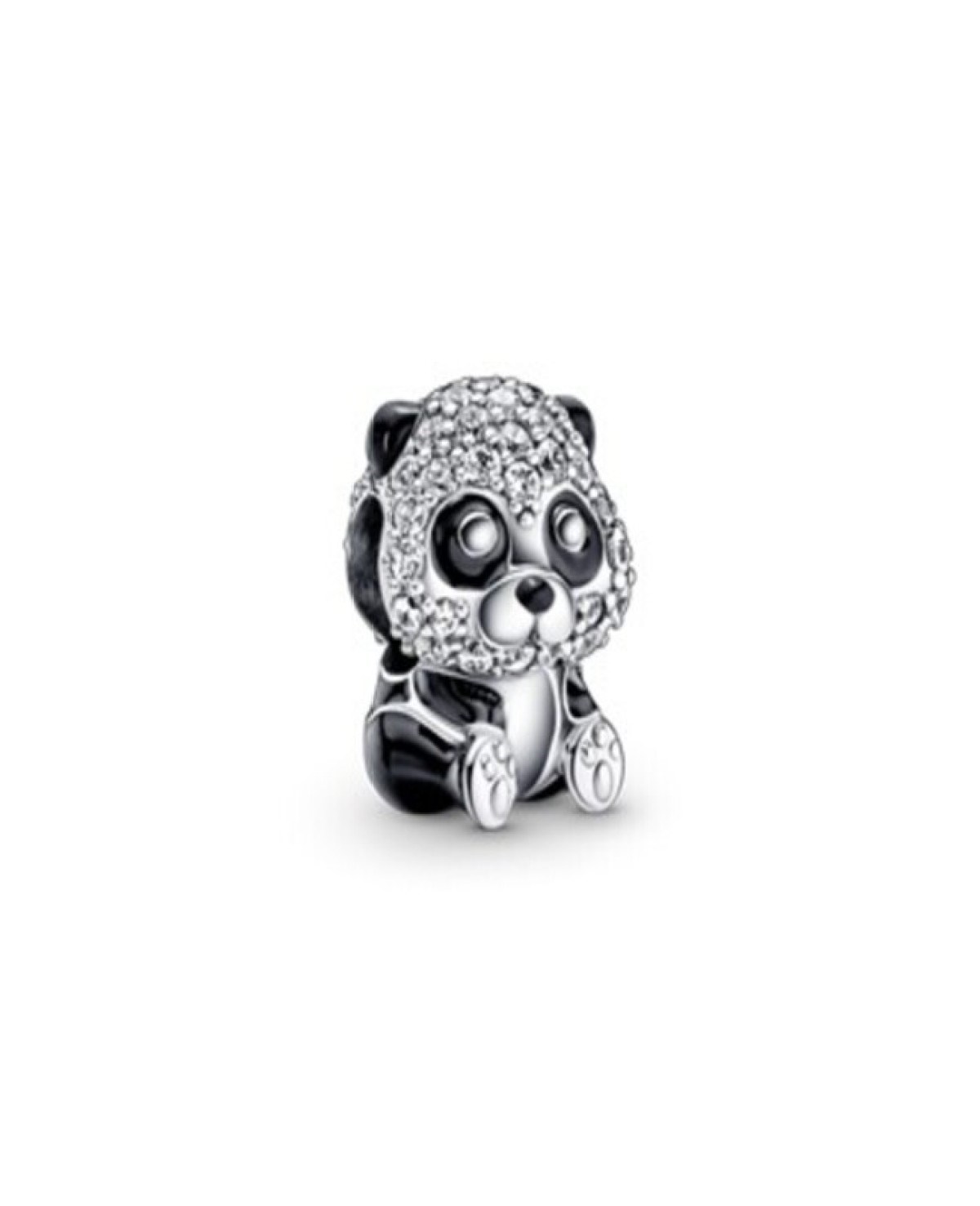  Zirkon Taşlı Işıltılı Sevimli Panda Model Gümüş Charm