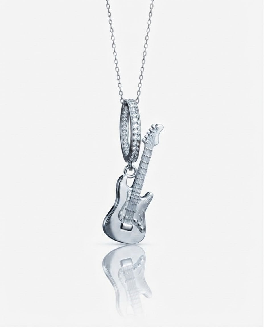 Bayan Gümüş Pandora Bileklik Uyumlu Gitar Model Charm