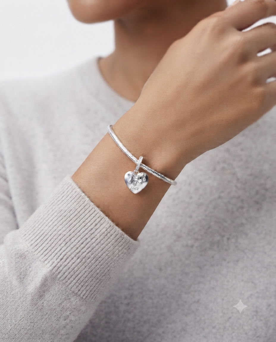 Bayan Gümüş Pandora Bileklik Uyumlu Kurdele Model Charm