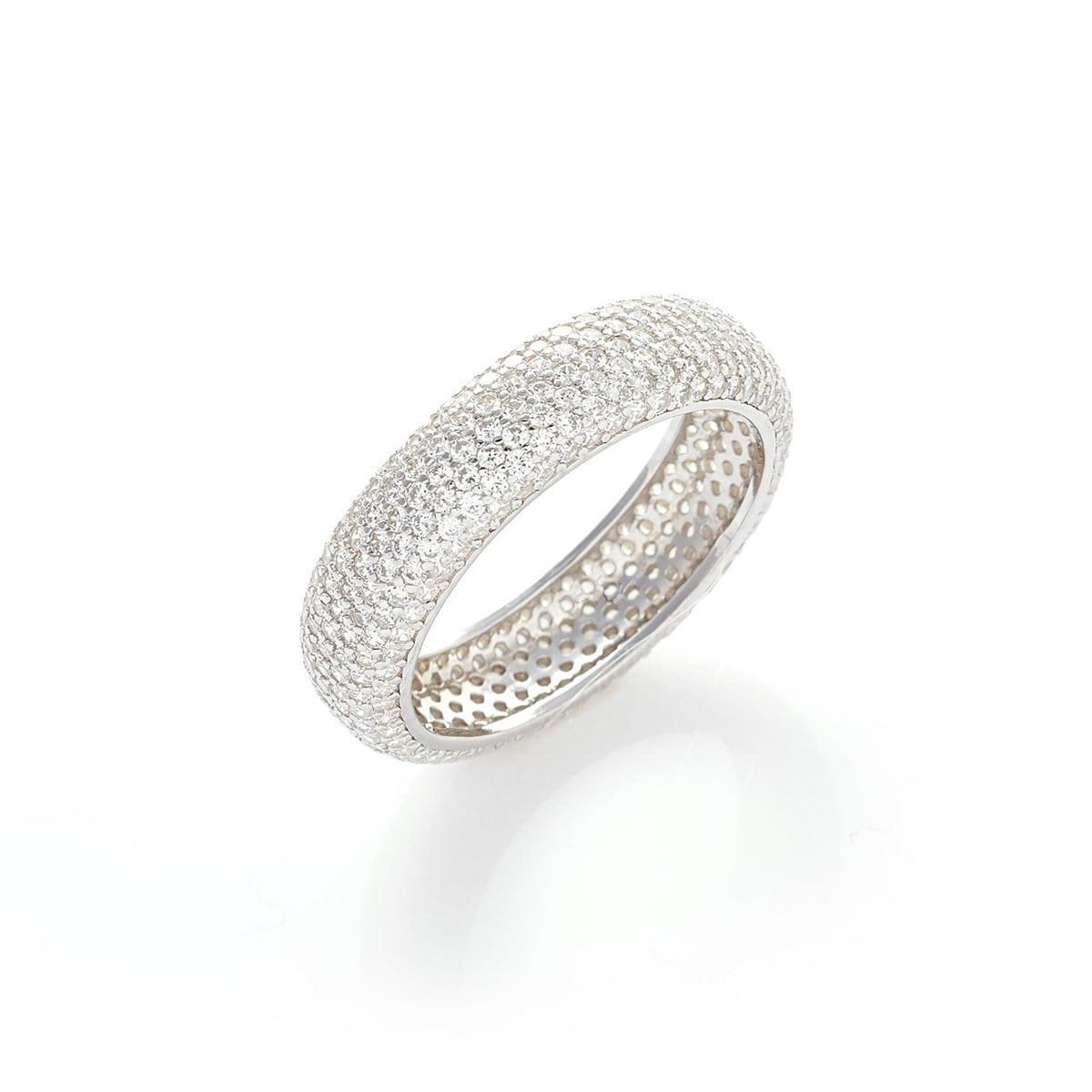 Bayan Oval Komple Swarovski Taş Detay Gümüş Yüzük