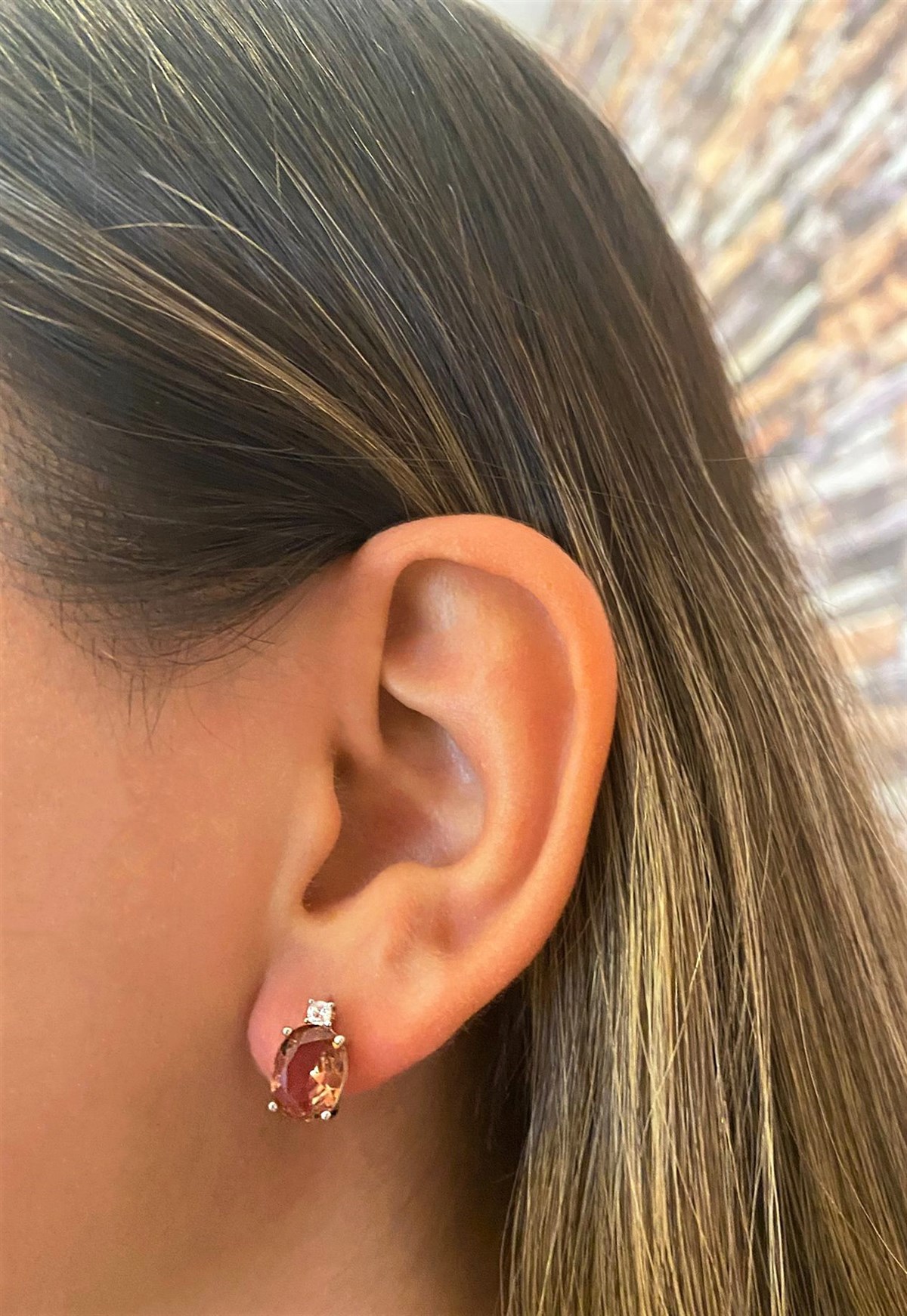 Bayan Tek Taş Detay Sultanit Gümüş Küpe 