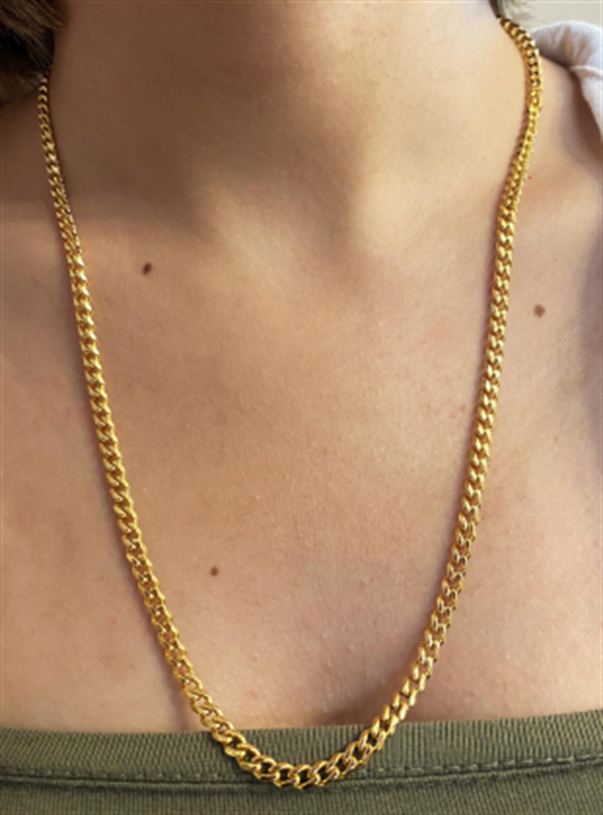 Erkek 4 mm Gold Renk Çelik Zincir 