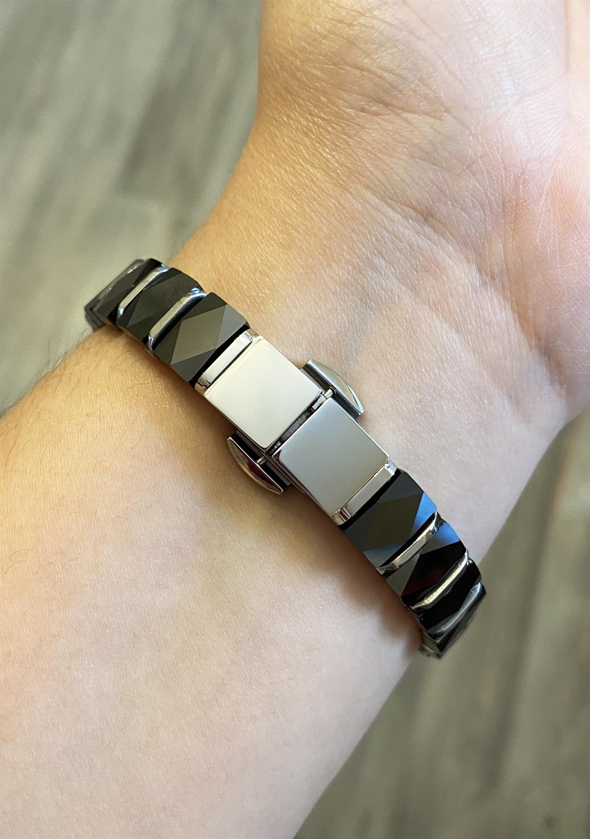 Erkek Baklava Desenli Seramik Taşlı Çelik Detay Bileklik