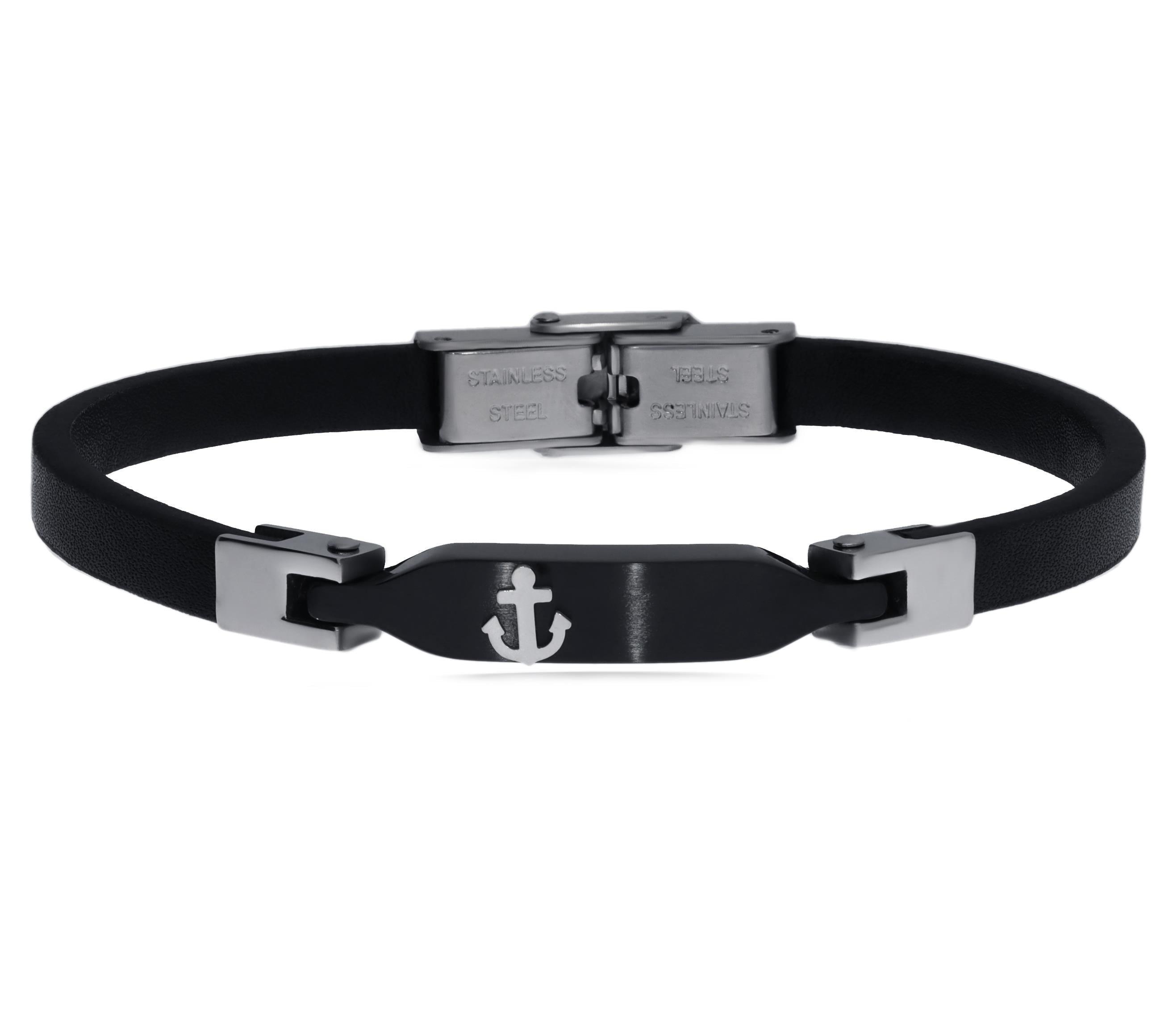 Erkek Çapa Çelik Detay Deri Bileklik