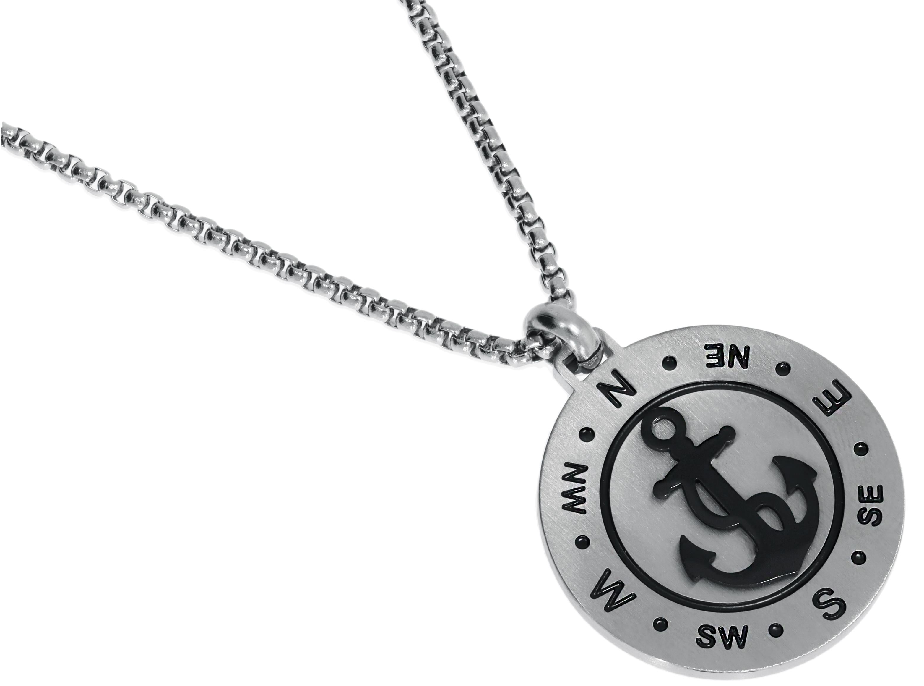 Erkek Çapa ve Pusula Model Çelik Kolye