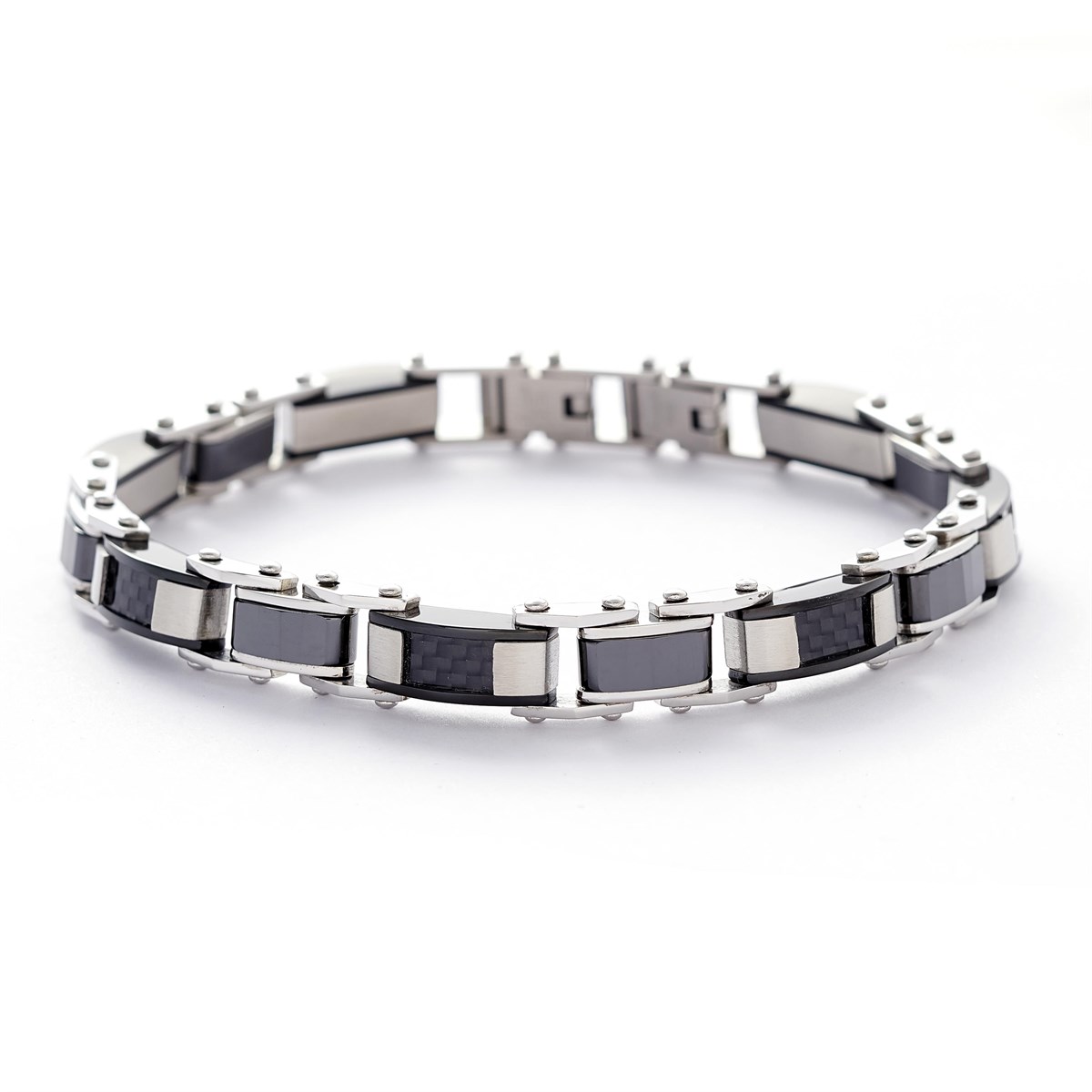 Erkek Çelik Çift Taraflı Kullanılabilir Kare Detay Bileklik