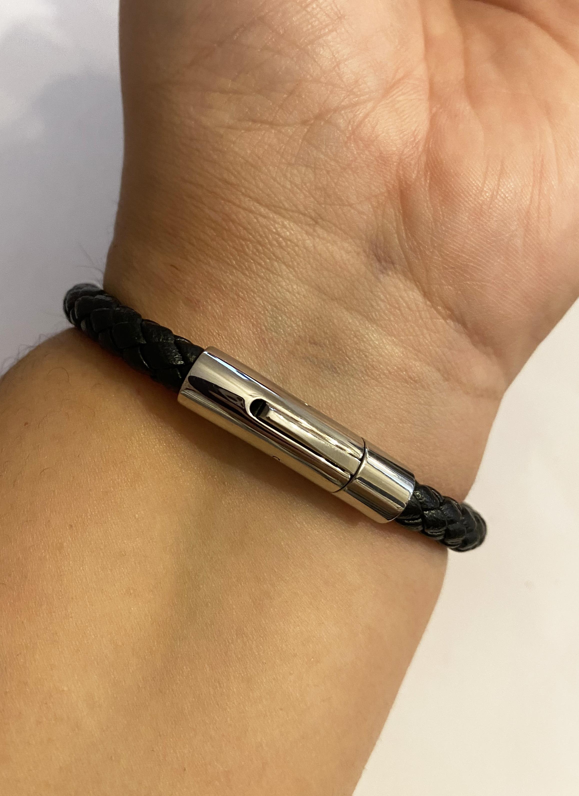 Erkek Dalgalı Silver Renk Çelik Plaka Detay Deri Bileklik