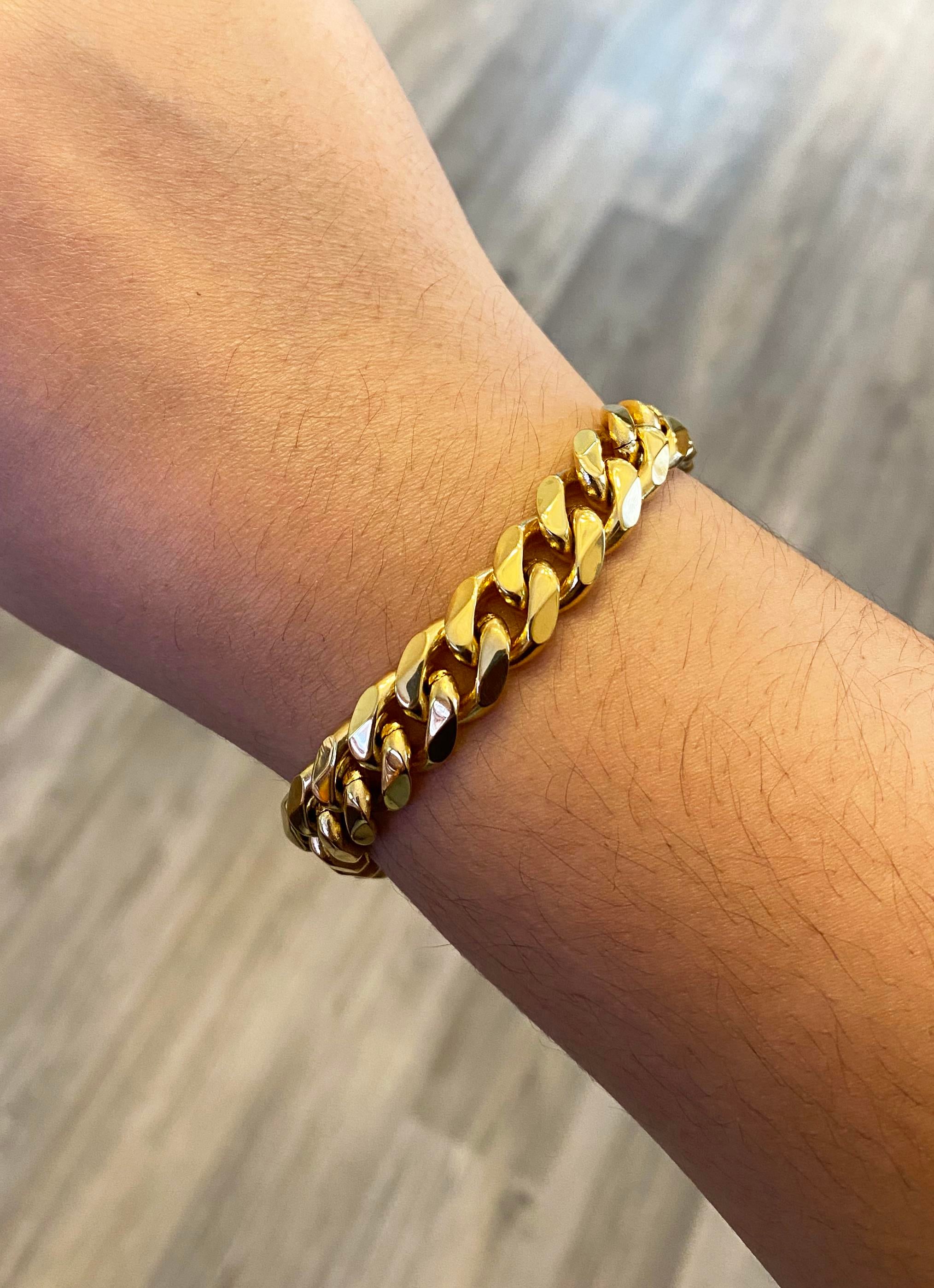 Erkek Gold Renk 10 mm Kalın Zincir Çelik Bileklik
