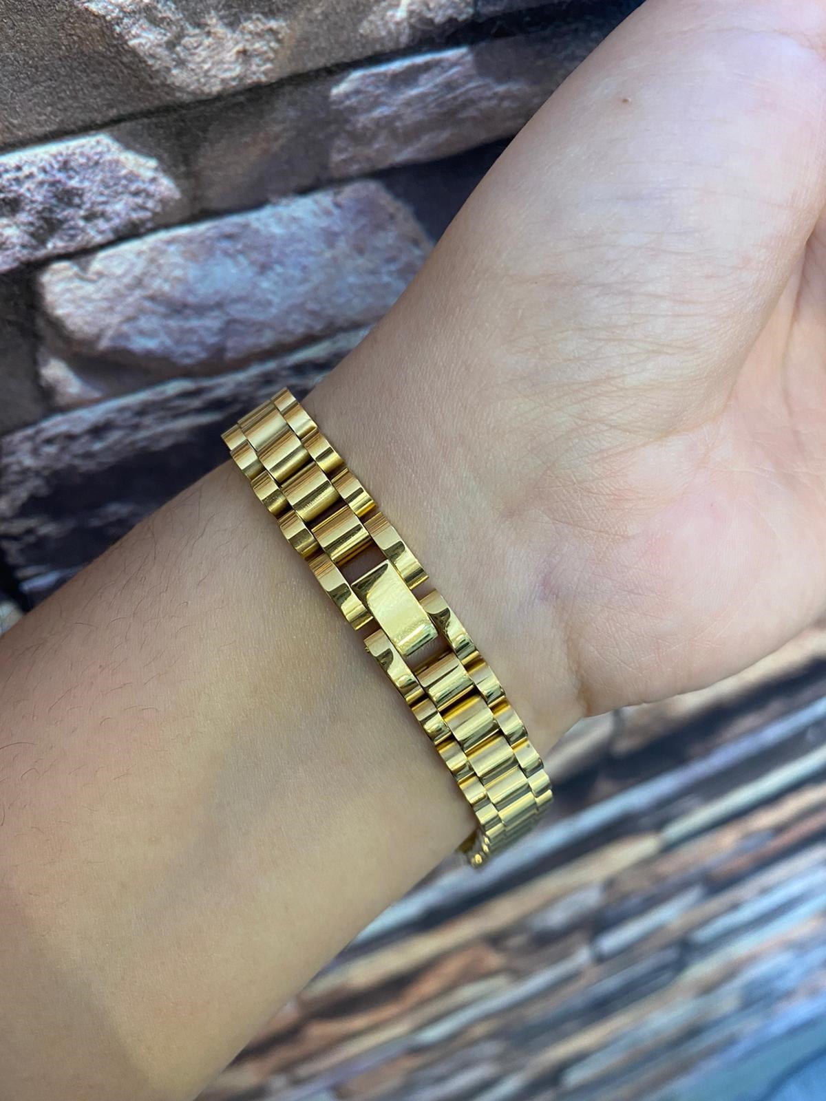 Erkek Gold Renk Taç Model Çelik Bileklik