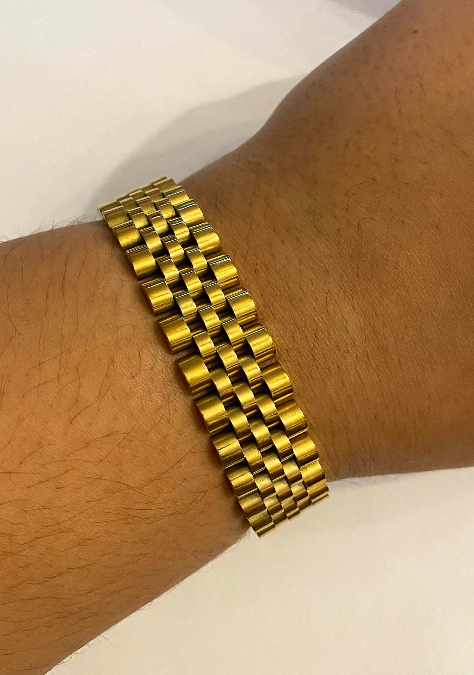 Erkek Kalın Gold Renk Çelik Bileklik