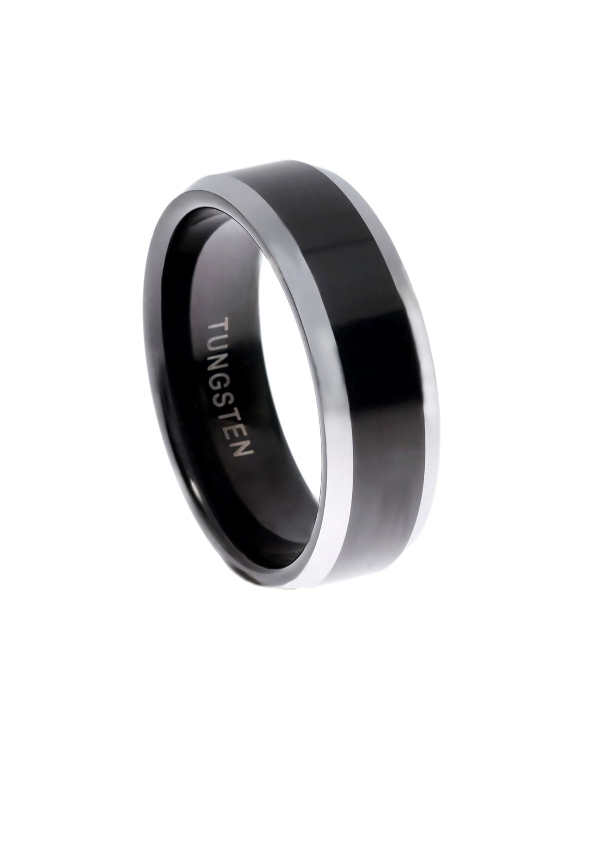 Erkek Siyah Renk Gümüş Detay Tungsten Yüzük 