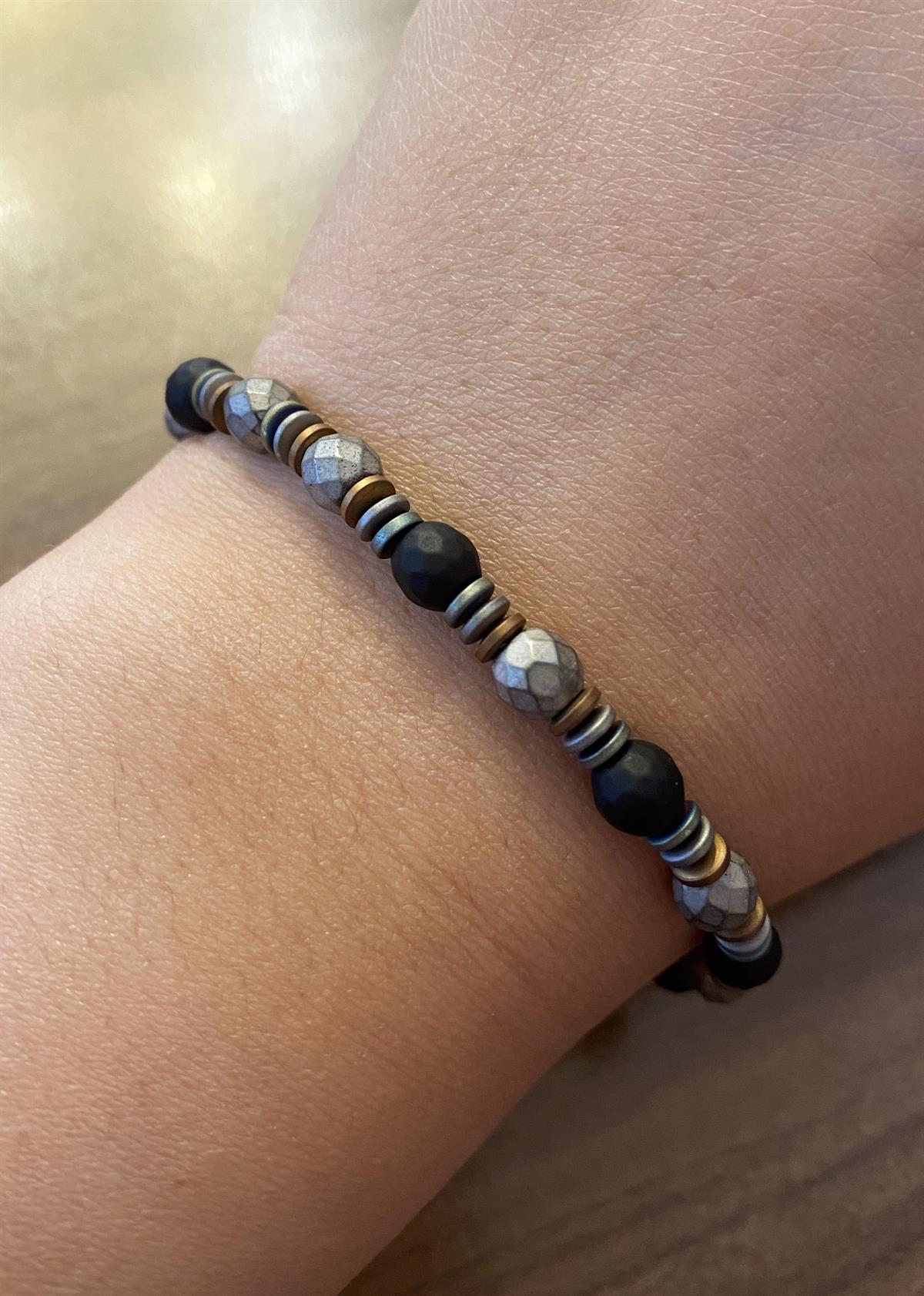 Erkek Üç Renk Doğaltaş Bileklik 