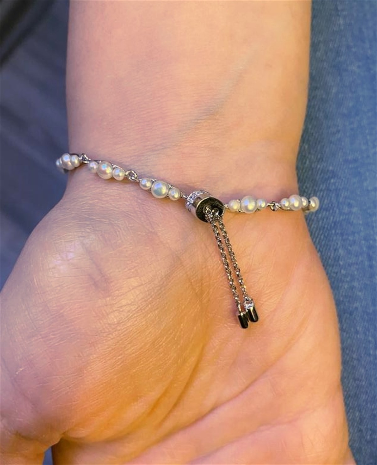 Gümüş İthal Ve Kararma Yapmaz Swarovski Taş İnci Detay Kelebek Model Bileklik